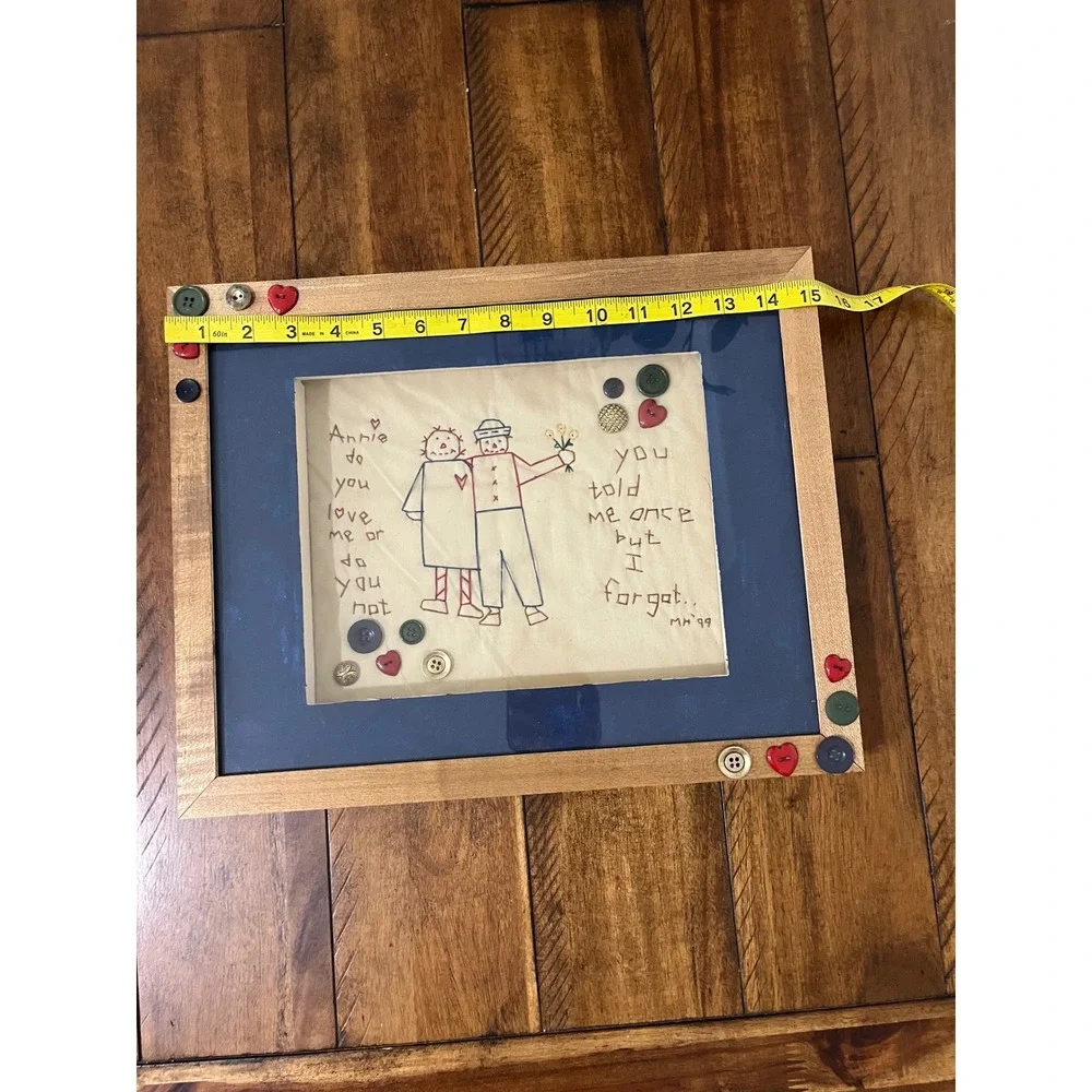 Handmade Raggedy Ann Andy Embroidery Art 15x12 Tan Excellent Shadow Box‎ MH99